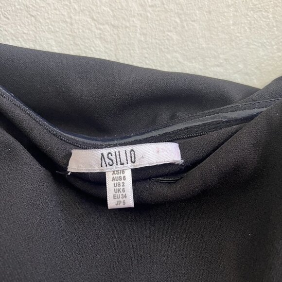 Asilio Black Fringe Military Belted Mini Cocktail Dress - Picture 8 of 9